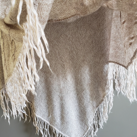 Karen Scott Sweater Poncho Cable Knit Sweater Fringe LG XL - Picture 11 of 14